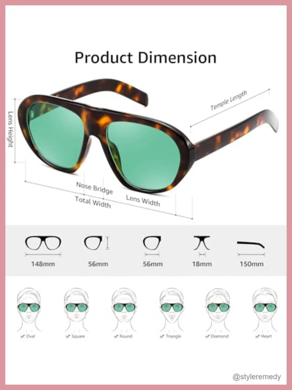 Oversized Aviator Sunglasses Retro 70s Style UV Protection Polycarbonate Frame